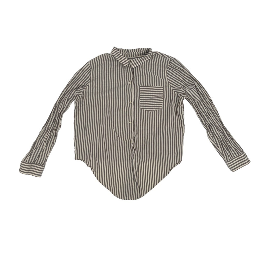 Madewell Dolman Gray Cream Striped Front Tie Long Sleeve Shirt Size XL Women's